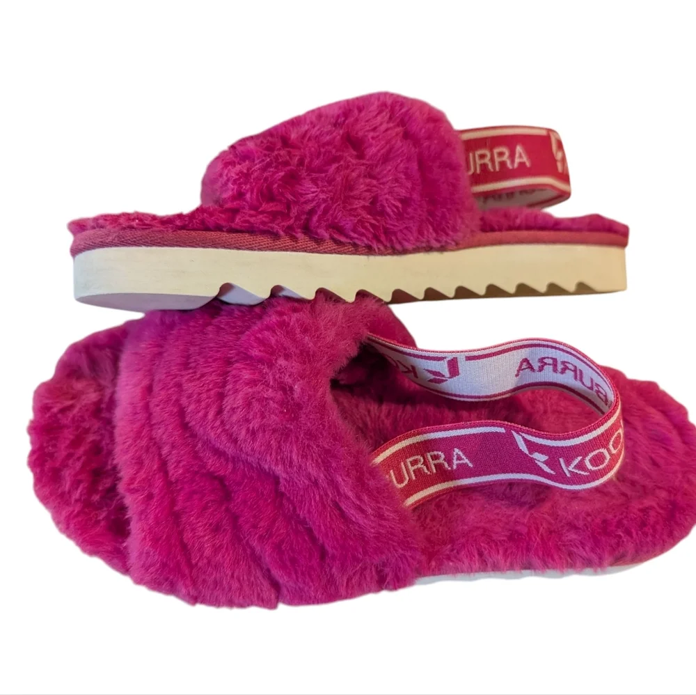 Koolaburra UGG Girl Fuzz'n Faux Fur Slipper Sandal size 2‎